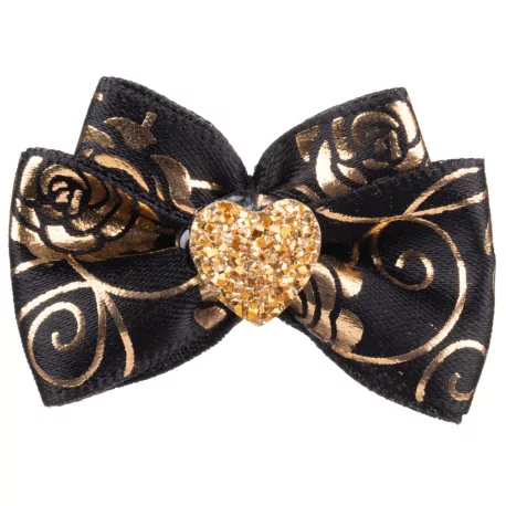 Mašle s gumičkou pro psy GLAMOUR BLACK/GOLD