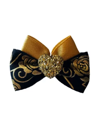 Mašle s gumičkou pro psy GLAMOUR Black/Gold