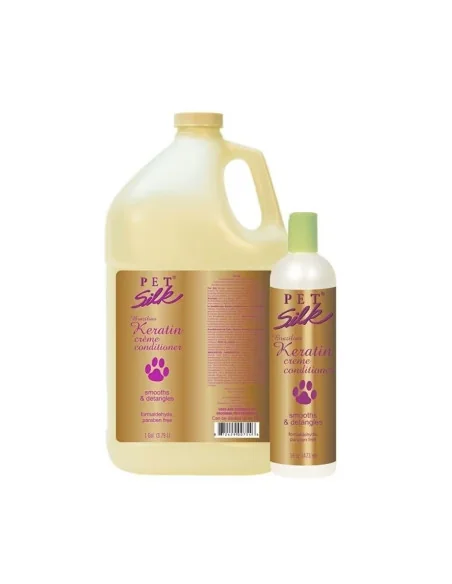 Kondicionér hydratační a vyhlazující s brazilským keratinem a hedvábím PET SILK Brazilian Keratin