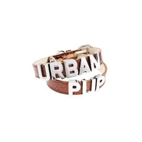 Obojek pro psy URBAN PUP Personalised Glitter hnědý