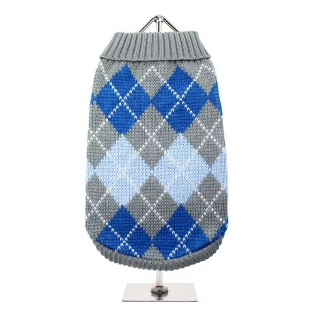 Svetr pro psy URBAN PUP GREY&BLUE ARGYLE